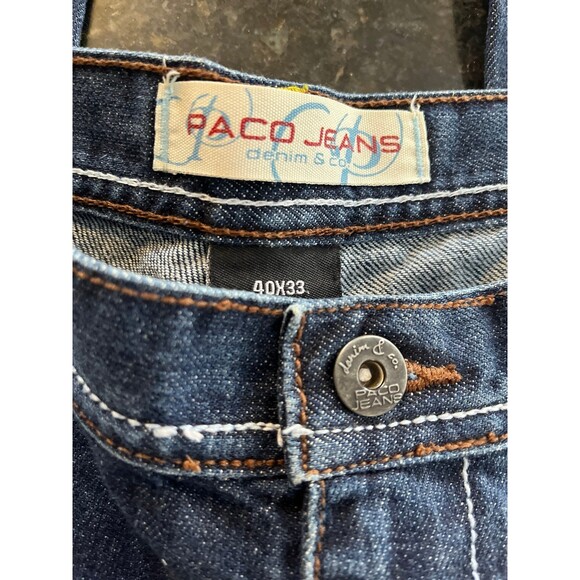 Paco Jeans Denim Co.  Y2K Size 40x33 Embroidered Pocket Streetwear vintage Y2K - Picture 4 of 5